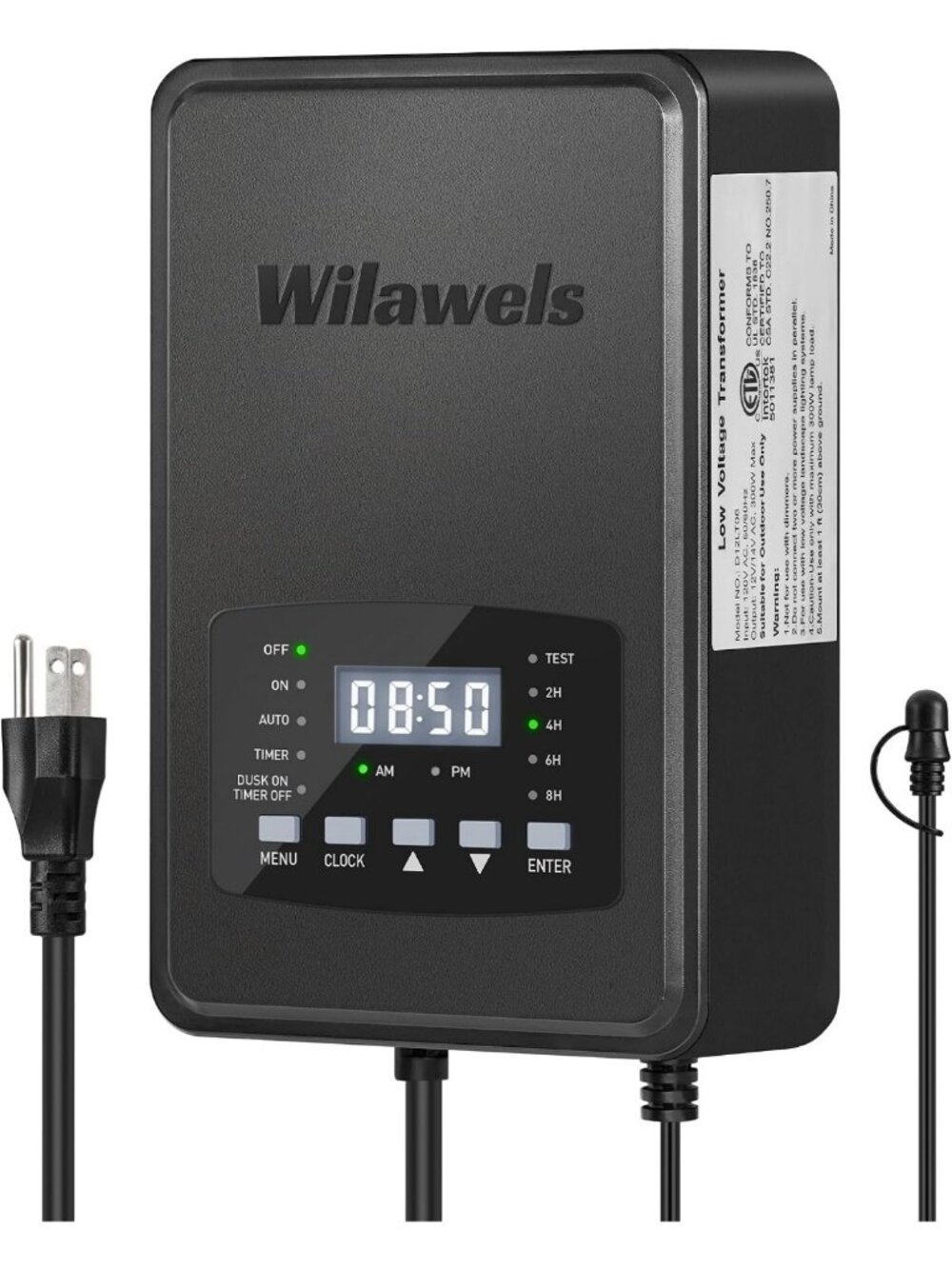 300W Weatherproof Low Voltage Landscape Transformer with Timer & Photocell